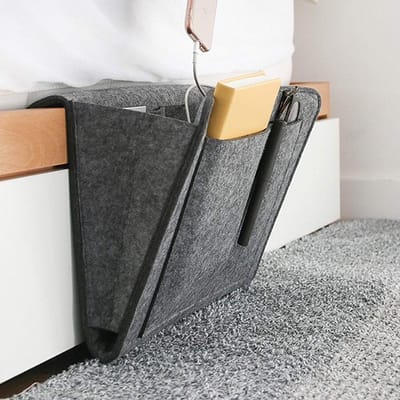 Sofa Organiser met 5 Compartimenten van Vilt, 20 x 32 cm, Ideaal voor Boeken, Telefoon en Verzorging van Brillen (Donkergrijs)