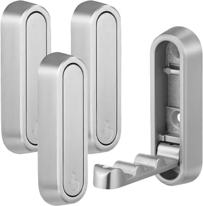 Haakjes-Haakjes zelfklevend -Handdoekrek -Opvouwbaar-Oponthoud-Metaal-Praktische haken voor jassen, handdoeken, rugzakken, hoeden, enz., binnenshuis, in de badkamer, in de keuken-4 stuks - Zilver