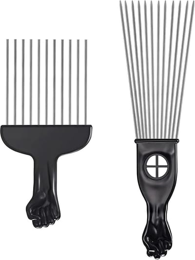 2 Stuks Metalen Afro Haar Kam voor Krullend en Dik Haar - Zwart