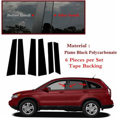 6 stks/set Glanzend Zwart Pijler Berichten Portierbekleding Voor Honda CR-V CRV 2007-2011