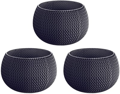 Prosperplast Kunststof bloempot/plantenpot Splofy - 3x - grijs D19 x H20 cm - 4 liter - rond - buiten/tuin potten