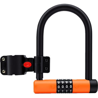 Fietsslot Weerbestendig Siliconen Gecoat Anti-diefstal Viercijferig Combinatie Fiets U-slot met Staalkabel Zinklegering