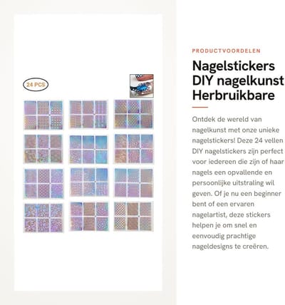 Dailygoods- Nagelstickers 24 vellen - DIY Nagelstickers - Herbruikbare Nagelstickers - PET Materiaal - Uniek Ontwerp - Geschikt voor Elk Huidtype - Nail Art