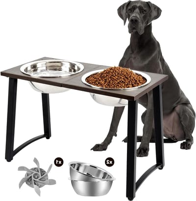 Slow Feeder Dog Bowl with 2 Stainless Steel Dog Bowls and a Raised Dog Bowl for Large Dogs