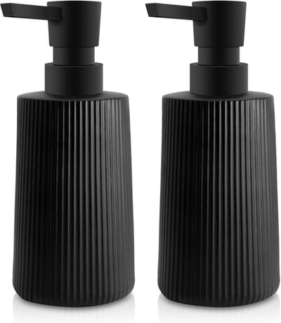 GELLDG 2 stuks zeepdispensers - Met drukknop - Keukenzeepdispenser - 380 ml/8,7 oz - Geschikt voor badkamer, aanrecht en keuken - Zwart