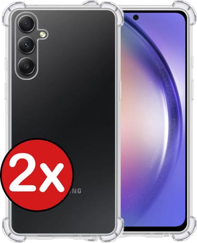 Hoesje - 2 Stuks - Geschikt voor Samsung Galaxy A54 - Sterk & Shockproof - Back Cover - Siliconen Case - Telefoon Hoes Shock Proof - Telefoonhoes - Transparant