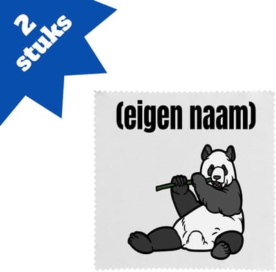 Akyol - panda en bamboe met eigen naam brillendoekjes - Panda - panda liefhebbers - iemand die houdt van panda's - verjaardag - cadeau - kado - 17,8 bij 17,8 cm - 2 stuks