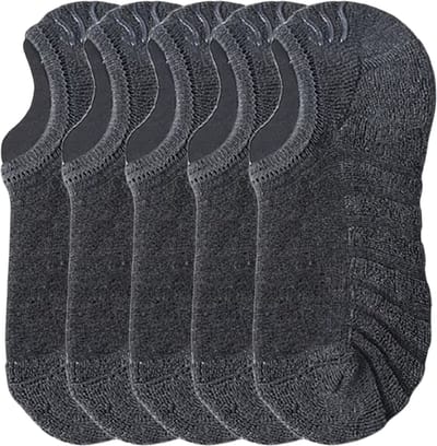 5 Paar Enkelsokken van Katoen – Lage Sokken, Ademend, Antislip & Comfortabel voor Dames en Heren-Donkergrijs