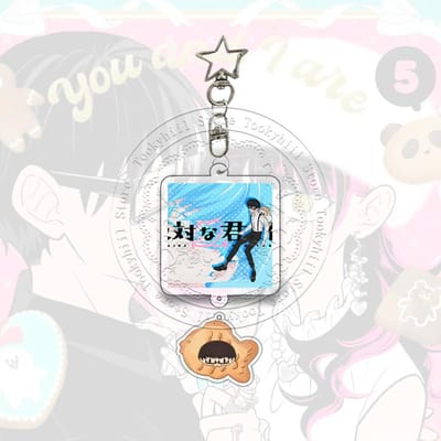 Jij en ik Zijn Poolen Tegenovergestelde Acryl Sleutelhanger Anime Cartoon Student Acg Tas Hanger Verfijnde Meisje Sleutelhanger Verjaardagscadeau about 7cm blue
