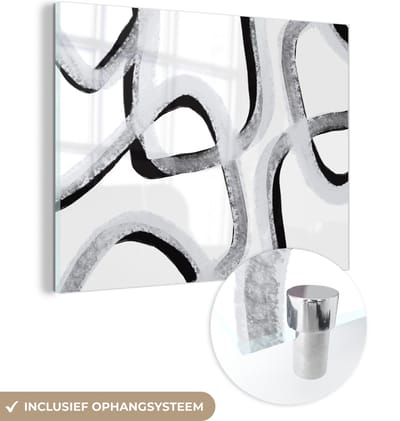 MuchoWow® Glasschilderij 120x90 cm - Schilderij acrylglas - Lijn - Minimalisme - Design - Foto op glas - Schilderijen