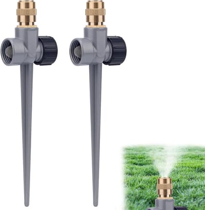 Automatische 360° Tuinsproeiers met Verstelbare Messing Spuitkop voor Gras en Terras - 2 Stuks Tuinaccessoires voor Efficiënte Besproeiing