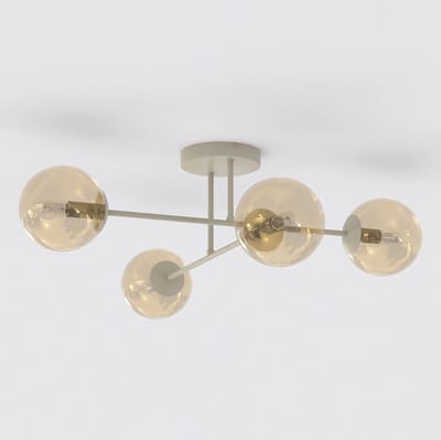 EMIBIG LIGHTING Plafondlamp ROMA, beige, lengte 75 cm, 4-lamps, glas/metaal