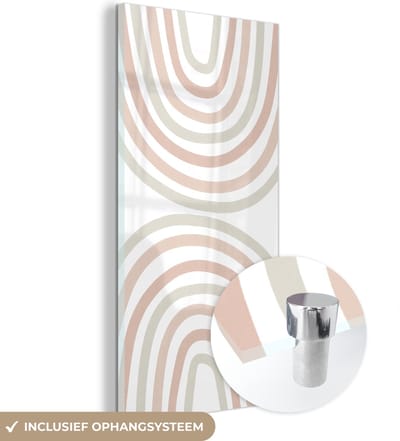 MuchoWow® Glasschilderij 60x120 cm - Schilderij acrylglas - Regenboog - Design - Pastel - Foto op glas - Schilderijen