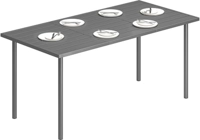 Outsunny Tuindinertafel-Metaal, Staal-165L x 80B x 74H cm-Donkergrijs