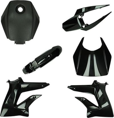 Kappenset Zwart (6 Delig) Derbi Senda DRD X-Treme t/m 2010 / Derbi Racing v.a 2010 t/m 2013