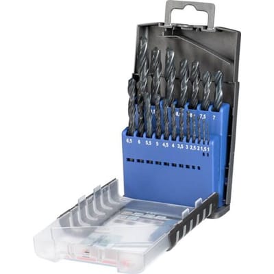 kwb 421920 HSS Metaal-spiraalboorset 19-delig 1 mm, 1.5 mm, 2 mm, 2.5 mm, 3 mm, 3.5 mm, 4 mm, 4.5 mm, 5 mm, 5.5 mm, 6 mm, 6.5 mm, 7 mm, 7.5 mm, 8 mm,
