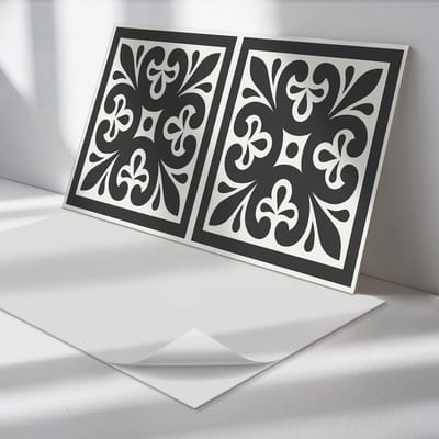 Wallfluent Vinyl Wandpaneel - Patroon met elegante motieven PVC Muurpaneel - 100 cm x 50 cm - Zwart PVC wandpaneel - 1 stuk - Rechthoekig Wandbekleding Vinyl - Texturen Wandpaneel - Zelfklevende Wandbekleding - Wandpaneel Keuken en Badkamer
