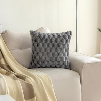 1 pièce 45*45cm Housse de coussin en peluche dos de tortue Couleur pure Housse de coussin en peluche Canapé Lit Chambre Décorative 45x45cm grise