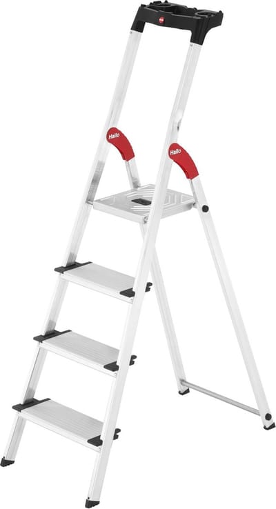 XXL Aluminium Steigerladder met Brede Treden en Multifunctioneel Dienblad