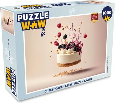 Puzzel Cheesecake - Eten - Roze - Taart - Legpuzzel - Puzzel 1000 stukjes volwassenen