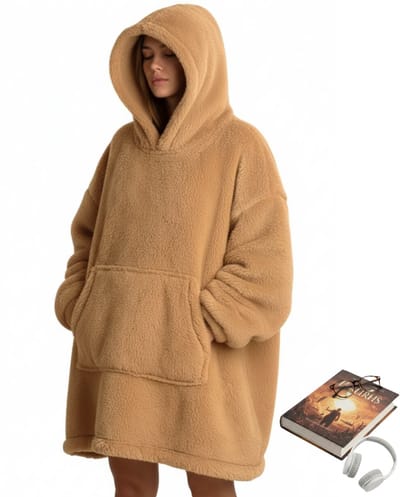 Lomera Hoodie voor Vrouwen - Bruine Hoodie - Teddy Polyester - One Size Hoodie - Wasbaar op 30 Graden - Damesmodel Hoodie - Oodie - Plaid