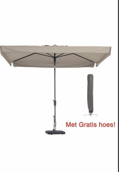 Luxe parasol rechthoek & kantelbaar 300 x 200 cm ecru met hoes | Rechthoekige parasol Delos van het merk Madison! 100% Polyester parasol