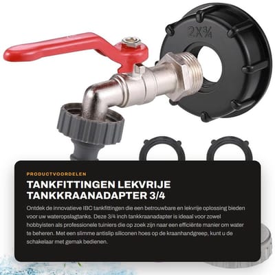 Dailygoods - tankfittingen - Lekvrije tankkraanadapter - 3/4 inch - Wateropslagtankkraan - Tuinslangverbinder - Geschikt voor buiten - Gelegeerd s...