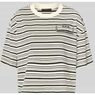 boxy fit t-shirt met labelstitching en tunnelkoord