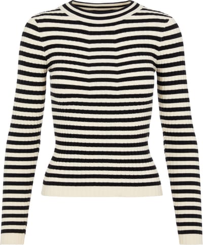 PIECES PCCRISTA LS O-NECK KNIT BC Dames Trui Zwart Gestreept - Maat S