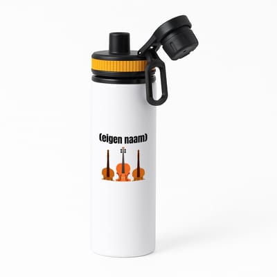Hacebo® - 3 violen waterfles met draaidop oranje - Viool - muziek liefhebbers - met eigen naam - de echte viool liefhebber - cadeau - kado - water fles - 850ML