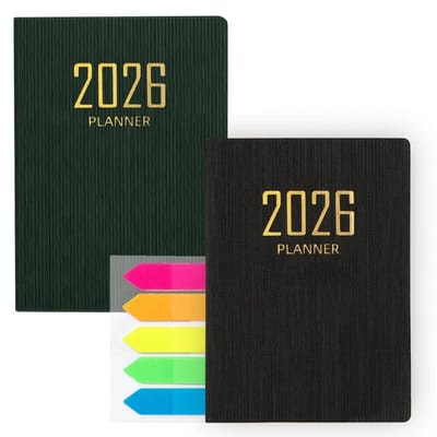 Dailygoods- Zakagenda 2026 Klein - 2-delige Zakagenda - A7 Formaat - Weekindeling - PU-leer Softcover - 106 x 78 mm - Planningsboekje