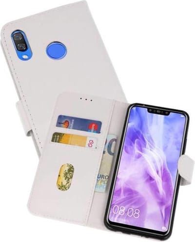 Hoesje Geschikt voor de Huawei Nova 3 - Kaarthouder Book Case Telefoonhoesje - Wit
