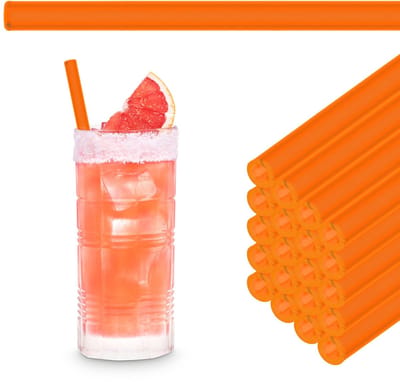 Neon Oranje Glazen Rietjes Herbruikbaar Drinkrietje - 50 stuks recht 20 cm voor Horeca, Eetgelegenheid, Bar, Koffiehuis, Hotel - Vaatwasmachinebestendig - Glazen Drinkbuizen