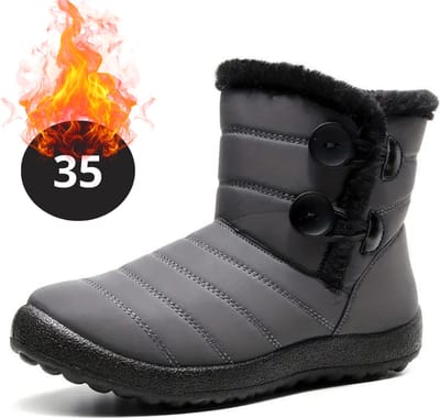 Bovista Snowboots - Sneeuwschoenen - Sneeuwboots - Dames - Wintersport - Ski - Skischoenen - Grijs - 35 - Knopen