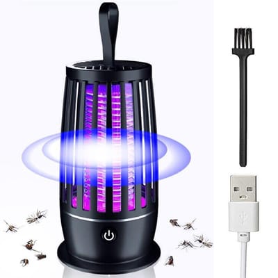 Tueur d'insectes extérieur, tueur de moustiques électronique intérieur et extérieur, tueur de mouches, lampe anti-moustique ultraviolette 3600V noir