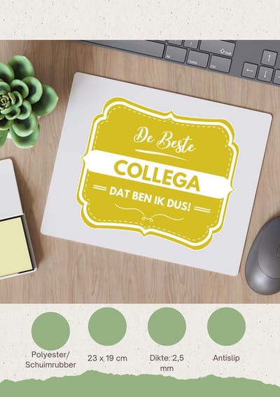 Akyol - de beste collega, dat ben ik dus Muismat - Collega - iemand die een collega is - beste ooit - werk - collega - verjaardagscadeau - kado - gift - geschenk - afscheidscadeau - welkomscadeau - verrassing - 23 bij 19 cm