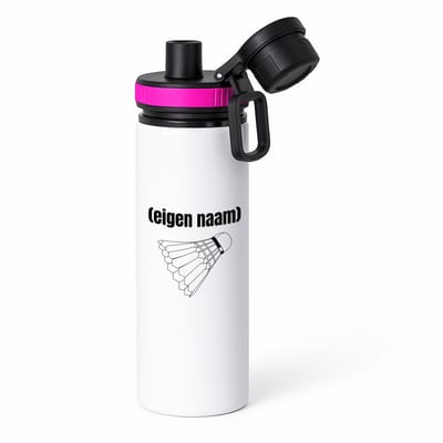 Hacebo® - badminton shuttle met eigen naam waterfles met draaidop roze - Badminton - badmintonner - sport - verjaardag cadeau - kado - geschenk - water fles - 850ML