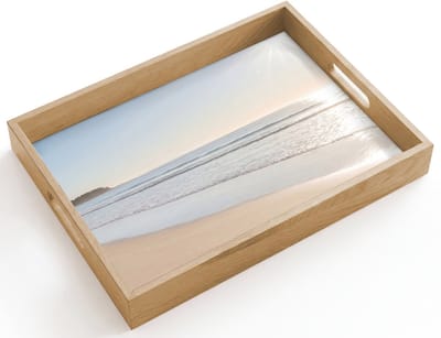 Dienblad hout 40x30 cm - Schootdienblad - Zee - Zon - Zand - Borrelplank rechthoek - Plateau dienbladen