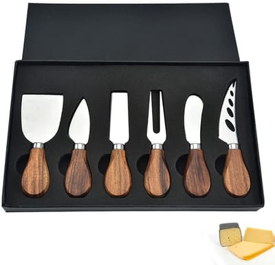 Dailygoods- Kaasmessen Set van 6 - Roestvrij Stalen Kaasschijfer - Ergonomisch Handvat - Lichtgewicht - Perfect voor Feestplateaus - Eenvoudig Schoon te Maken - Kaassnijder