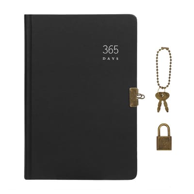 Daity 365-Dagen A5-dagboek van kraftpapier — Afsluitbaar dagboek — Hardcover reisnotitieboek — Inclusief slot en sleutels — Jaarplanner — Vintage notitieboek voor persoonlijke notities — Blanco pagina's — Speciaal voor dagboekschrijven en plannen