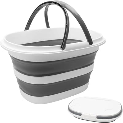 Thijox - Opvouwbare Emmer 16 Liter met Multifunctioneel Deksel, 4-in-1 Siliconen Bak, Ruimtebesparend en Inklapbaar voor Camping, Keuken en Tuin