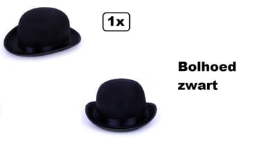 Bolhoed zwart mt.58/59 - Festival thema feest party carnaval optocht engels