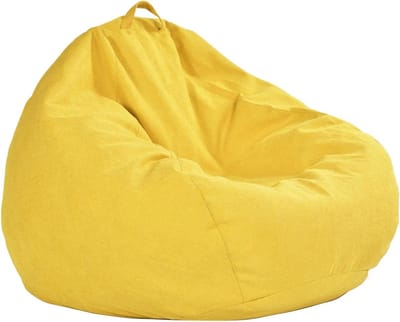 Zitzak Stoel - Beanbag Zetel - Ontspannen Zitten - Afneembare Linnen Hoes - 120x120 cm - Geel