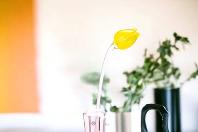 Glazen Bloem Tulp Geel, Bloemen van Glas, Glazen Tulpen 50 cm