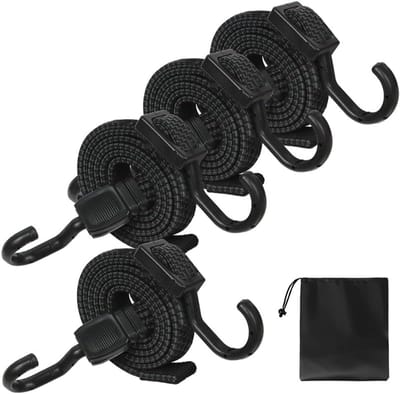 Elastische Spanbanden - Met Haken - Bagage Vastzetten - Verstelbare Lengte - Set van 4 - Zwart
