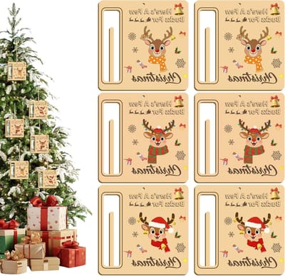 Kerstgeldhouder 6 stuks - Houten elanden - Hangende kerstversieringen - Perfect voor feestgunsten - ShopVlot