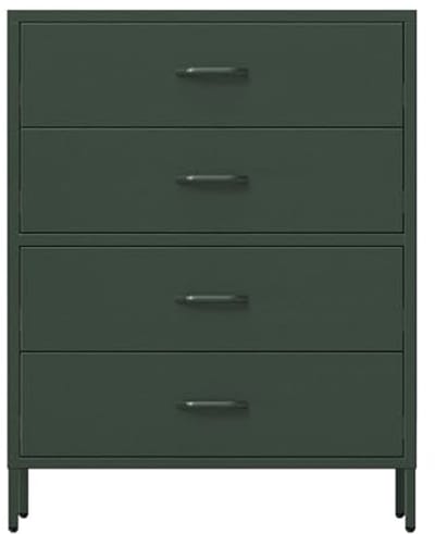 Metalen Opbergkast met 4 Lades - Industriële Stijl | Ladekast voor Slaapkamer, Woonkamer en Kinderkamer | 80 x 101,5 x 40 cm | Flessengroen
