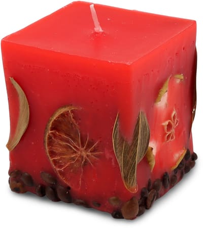 Potpourri geurkaars AARDBEI met een zachte noot van sinasappel en koffie - 9x9x9 cm handgemaakte geurkaars