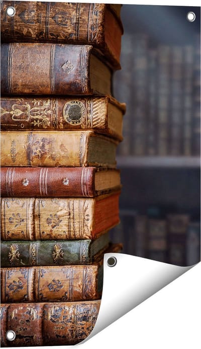 Gards Tuinposter Oude Historische Boeken - Retro - 40x60 cm - Tuindoek - Tuindecoratie - Wanddecoratie buiten - Tuinschilderij