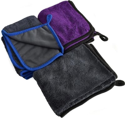 Set van 3 absorberende microvezeldoeken voor auto en huishouden, streepvrij en veelzijdig, 40 x 60 cm